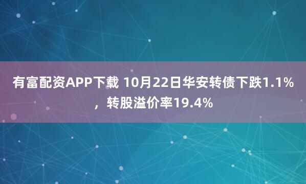 有富配资APP下载 10月22日华安转债下跌1.1%,转股溢价率19.4%
